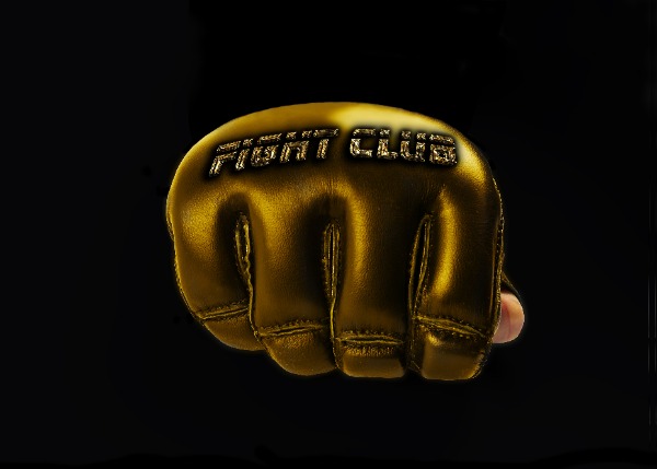 Gold Glove for the martial arts. inscription "fight club"