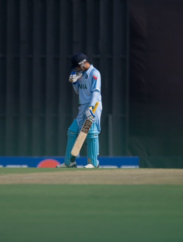 Cricket batsman in action