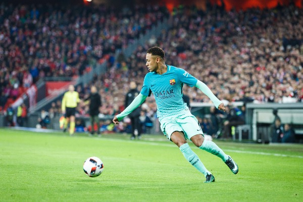 BILBAO, SPAIN - JANUARY 05: Neymar, Barcelona player, in action during the eighth-finals Spanish Cup match between Athletic Bilbao and FC Barcelona, celebrated on January 05, 2017 in Bilbao, Spain