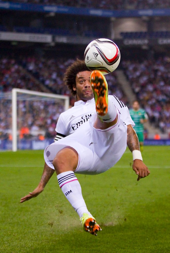 Marcelo Vieira of RM in action at the Spanish Cup match between UE Cornella and Real Madrid, final score 1 - 4, on October 29, 2014, in Cornella, Barcelona, Spain.