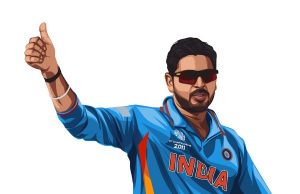 Indian cricketer Yuvraj Singh wearing the blue jersey.