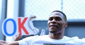 NBA star Russell Westbrook of Oklahoma City Thunder attends a fan meeting event during his China tour in Shanghai, China, 9 August 2018.